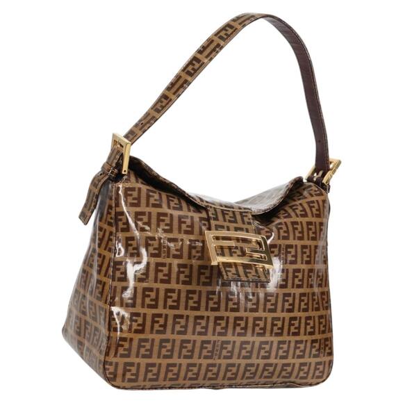 FENDI Zucchino Canvas Mamma Baguette Shoulder Bag Beige Gold - Picture 1 of 13